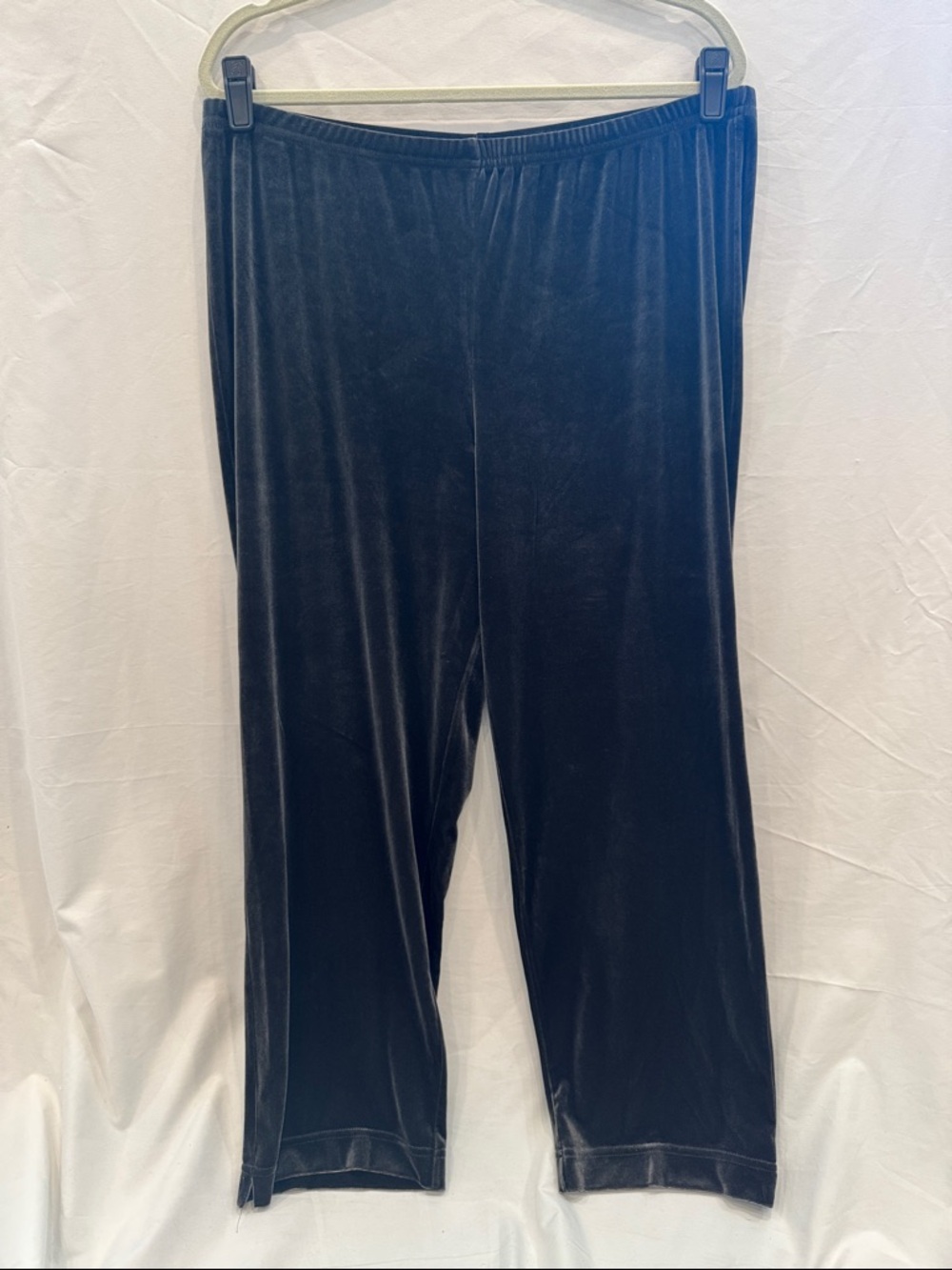Dark Gray Velvet Wide-Leg Lounge Pants, Size XL